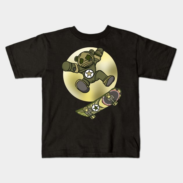 Skater Teddy Bear Kids T-Shirt by Mareteam